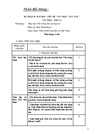 Giáo án Âm nhạc 8 - Chủ đề: Âm nhạc dân tộc