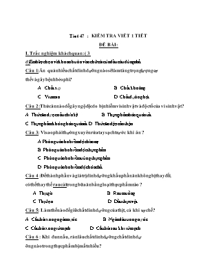 Giáo án Công nghệ 6 - Tiết 47: Kiểm tra viết 1 tiết