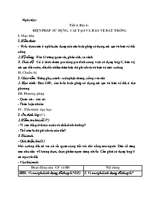 Giáo án Công nghệ 7 - Bài 6: Biện pháp sử dụng, cải tạo và bảo vệ đất trồng (Tiết 4)