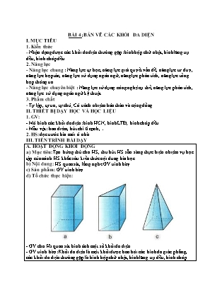 Giáo án Công nghệ Lớp 8 - Bài 4: Bản vẽ các khối đa diện