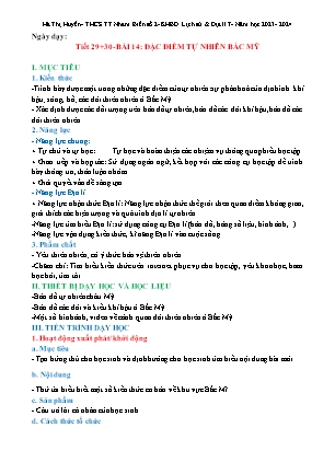 Giáo án Địa lí 7 - Bài 14: Đặc điểm tự nhiên Bắc Mỹ - Năm học 2023-2024 - Hà Thị Huyền