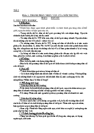 Giáo án Địa lí 7 - Phần 1 - Bài 1: Dân số (Tiết 2)