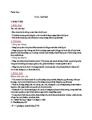 Giáo án Địa lí 7 - Tiết 2: Dân số