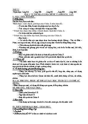 Giáo án Địa lí 8 - Bài 1: Vị trí địa lí, địa hình và khoáng sản (Tiết 2)