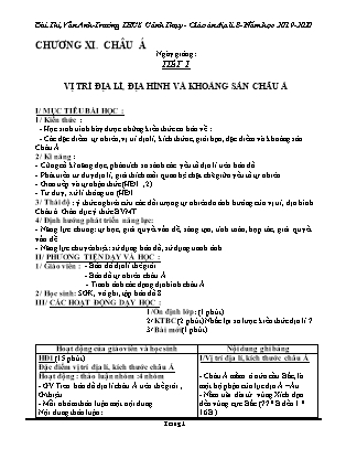 Giáo án Địa lí 8 - Chương XI. Châu Á - Năm học 2019-2020 - Bùi Thị Vân Anh