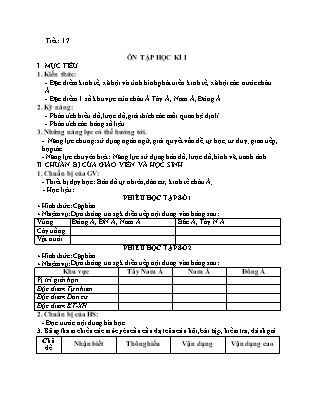 Giáo án Địa lí 8 - Tiết 17: Ôn tập học kì 1