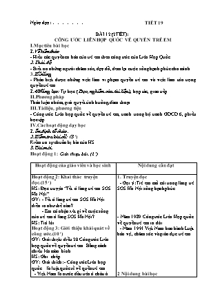 Giáo án Giáo dục công dân 6 - Bài 12: Công ước liên hợp quốc về quyền trẻ em