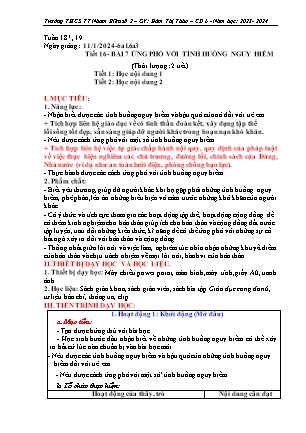 Giáo án Giáo dục công dân 6 - Tuần 18+19 - Năm học 2023-2024 - Đàm Thị Thảo