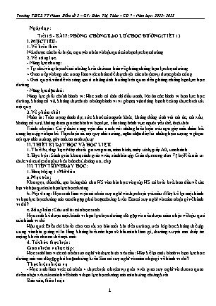 Giáo án Giáo dục công dân 7 - Bài 7: Phòng chống bạo lực học đường (Tiết 1) - Năm học 2022-2023 - Đàm Thị Thảo