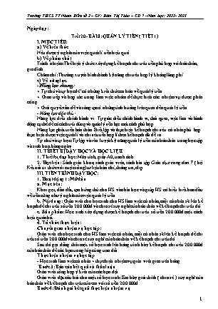 Giáo án Giáo dục công dân 7 (Kết nối tri thức) - Bài 8: Quản lí tiền (Tiết 1) - Năm học 2022-2023 - Đàm Thị Thảo