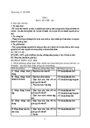Giáo án Giáo dục công dân 9 - Bài 2: Tự chủ