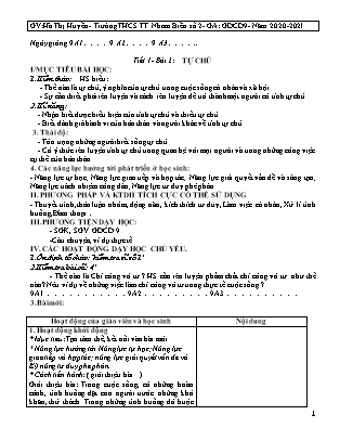 Giáo án Giáo dục công dân 9 - Tuần 7 - Năm học 2020-2021 - Hà Thị Huyền