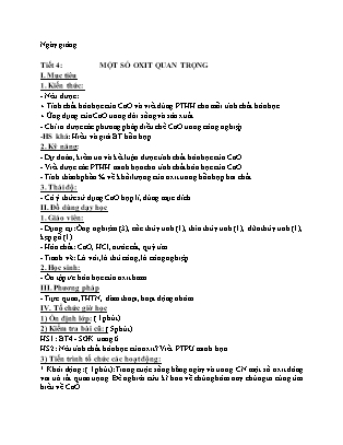 Giáo án Hóa học 9 - Tiết 4: Một số oxit quan trọng