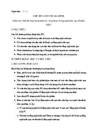 Giáo án Hoạt động trải nghiệm 6 - Tuần 20 - Chủ đề 5: Em với gia đình