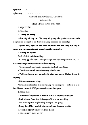 Giáo án Hoạt động trải nghiệm 7 - Chủ đề 1: Khám phá bản thân