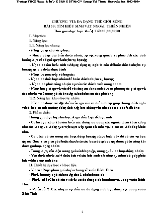 Giáo án Khoa học tự nhiên 6 - Chương VII - Bài 39: Tìm hiểu sinh vật ngoài thiên nhiên - Năm học 2023-2024 - Dương thị Thanh Hoa