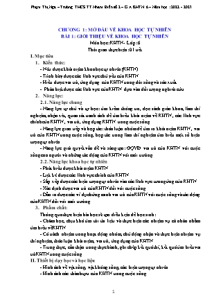 Giáo án Khoa học tự nhiên 6 (Kết nối tri thức) - Chương 1 - Bài 1: Giới thiệu về khoa học tự nhiên - Năm học 2022-2023 - Phạm Thị Nga