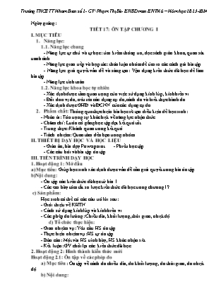Giáo án Khoa học tự nhiên 6 - Tiết 17: Ôn tập chương 1 - Năm học 2023-2024 - Phạm Thi Bé