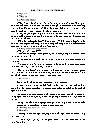 Giáo án Khoa học tự nhiên 8 - Bài 17: Lực đẩy Archimedes