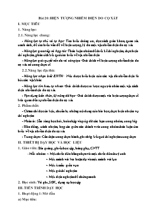 Giáo án Khoa học tự nhiên 8 - Bài 20: Hiện tượng nhiễm điện do cọ xát