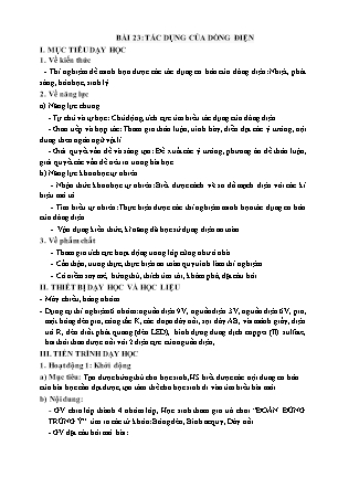 Giáo án Khoa học tự nhiên 8 - Bài 23: Tác dụng của dòng điện