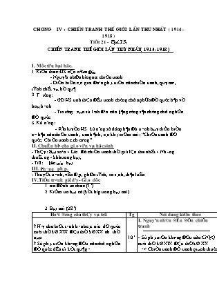 Giáo án Lịch sử 8 - Bài 13: Chiến tranh thế giới lần thứ nhất (1914-1918)