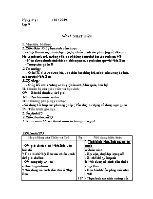 Giáo án Lịch sử 9 - Tiết 10: Nhật Bản - Năm học 2019-2020
