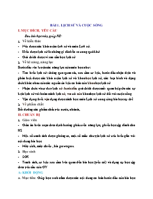 Giáo án Lịch Sử lớp 6 - Bài 1: Lịch sử và cuộc sống