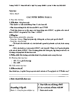 Giáo án Lịch sử Lớp 9 - Bài 5: Các nước Đông Nam Á (Tiết 4) - Năm học 2022-2023