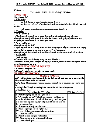 Giáo án Lịch sử và Địa lí 6 - Bài 21: Biển và đại dương - Năm học 2023-2024 - Hà Thị Huyền