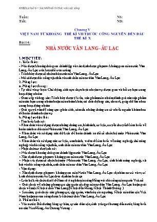 Giáo án Lịch Sử và Địa lí Lớp 6 (Kết nối tri thức) - Bài 14: Nhà nước Văn Lang - Âu Lạc