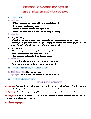 Giáo án Lịch Sử và Địa lí Lớp 6 (Kết nối tri thức) - Chương 1 - Bài 1: Lịch sử và cuộc sống