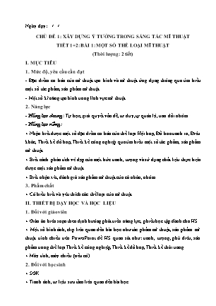 Giáo án Mĩ thuật 6 - Chủ đề 1 - Bài 1: Một số thể loại mĩ thuật