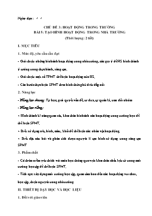 Giáo án Mĩ thuật 6 - Chủ đề 3 - Bài 5: Tạo hình hoạt động trong nhà trường