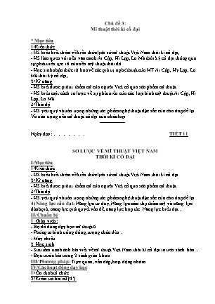 Giáo án Mĩ thuật 6 - Chủ đề 3: Mĩ thuật thời kì cổ đại