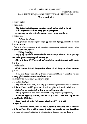 Giáo án Mĩ thuật 8 - Chủ đề 3 - Bài 6: Thiết kế quà sinh nhật từ vật liệu sẵn có