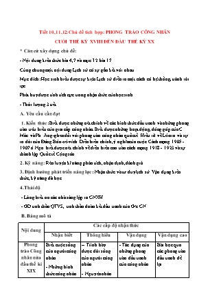 Giáo án môn Lịch Sử 8 - Bài 11: Phong trào công nhân từ cuối thế kỉ XVIII đến đầu thế kỉ XX và sự ra đời của chủ nghĩa xã hội khoa học