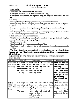 Giáo án môn Lịch Sử lớp 5 - Chủ đề: Nước Văn Lang (Tiết 13+14)