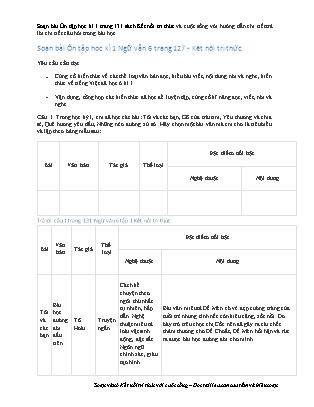 Giáo án môn Ngữ văn 6 (Kết nối tri thức) - Soạn bài ôn tập học kì 1