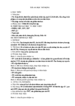 Giáo án môn Ngữ văn 7 - Tuần 12 - Tiết 40: Đọc mở rộng