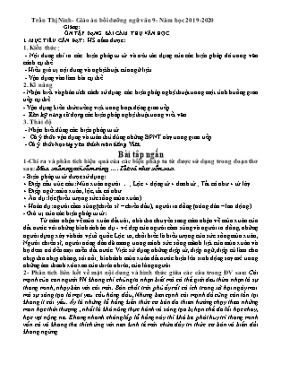 Giáo án môn Ngữ Văn 9 - Ôn tập dạng bài cảm thụ văn học - Năm học 2019-2020 - Trần Thị Ninh