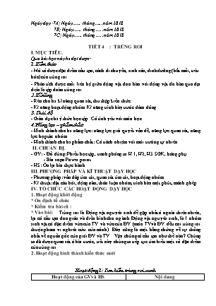 Giáo án môn Sinh học 7 - Tiết 4: Trùng roi
