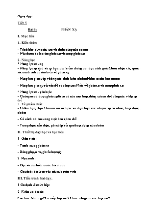 Giáo án môn Sinh học 8 - Bài 6: Phản xạ