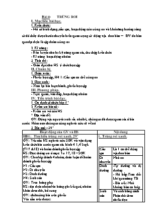 Giáo án môn Sinh học Lớp 7 - Bài 4: Trùng roi