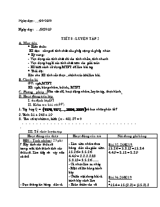 Giáo án môn Toán 6 - Tiết 8: Luyện tập 2