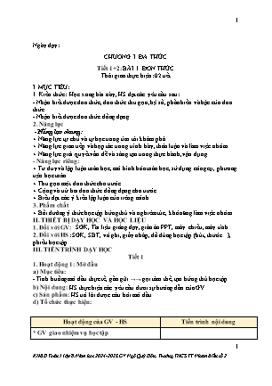 Giáo án môn Toán 8 - Tuần 1+2+3+4 - Năm học 2024-2025 - Ngô Quý Đôn