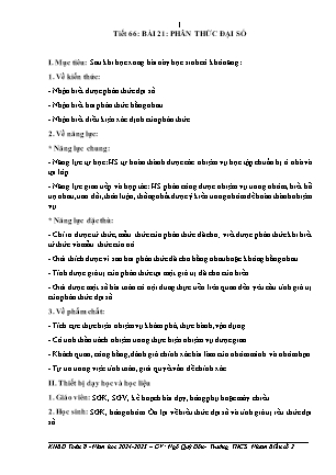 Giáo án môn Toán 8 - Tuần 19+20+21 - Năm học 2024-2025 - Ngô Quý Đôn
