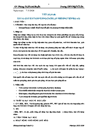 Giáo án môn Toán 8 - Tuần 28+29 - Tiết 38+39+40 - Năm học 2023-2024 - Phùng Thị Khánh Huyền