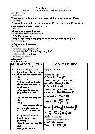 Giáo án môn Toán 9 (Đại số) - Luyện tập (Tiết 10-14)