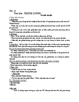 Giáo án Ngữ văn 6 - Tiết 11: Thánh Gióng